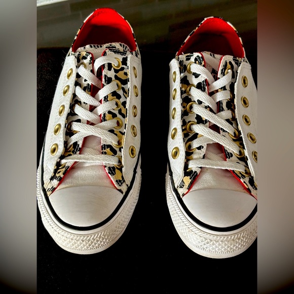 WHITE LEOPARD CONVERSE SNEAKER - Picture 1 of 10